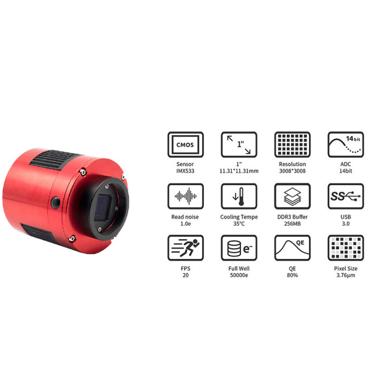 CAMARA CMOS ZWO COLOR ASI533MC-P REFRIGERADA