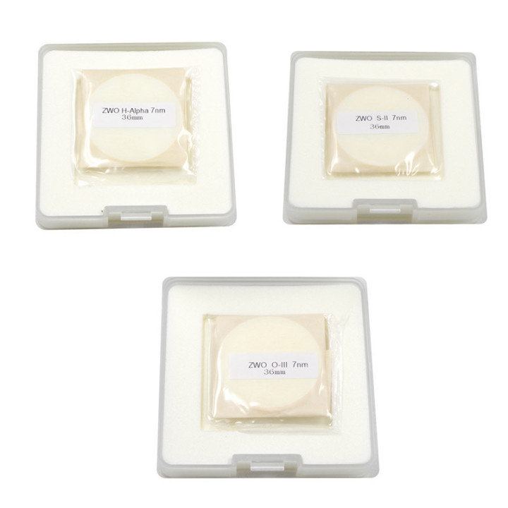 SET DE 3 FILTROS DE 7NM ZWO (HA, SII, OIII) 36 MM SIN CELDA