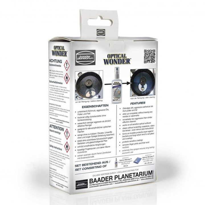 KIT LIMPIEZA PAÑO + LIQUIDO OPTICAL WONDER BAADER PLANETARIUM