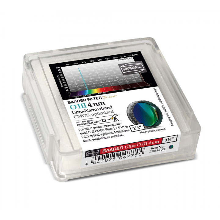 FILTRO OIII 4 NM DE 1.25" ULTRA-NARROWBAND CMOS OPTIMIZADO BAADER PLANETARIUM