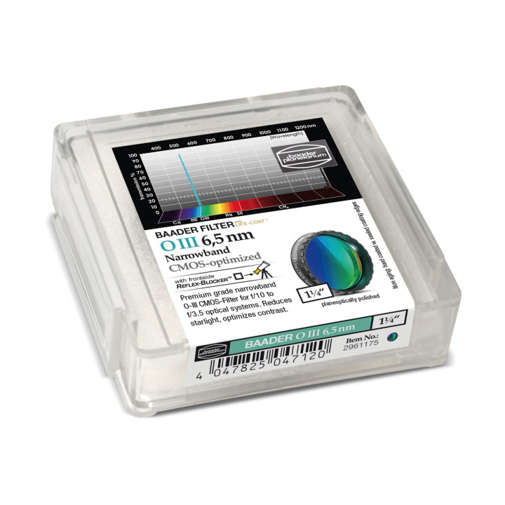FILTRO OIII 6.5 NM DE 1.25" OPTIMIZADO PARA CMOS BAADER PLANETARIUM