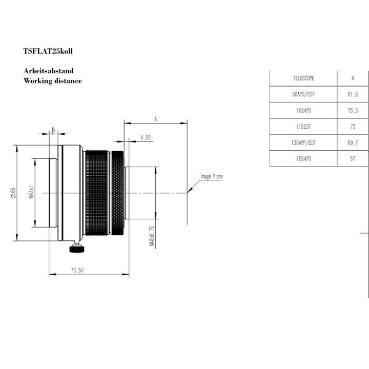 CORRECTOR TS-OPTICS PARA REFRACTORES DE 80-155MM ED/APO 1.0X AJUSTABLE
