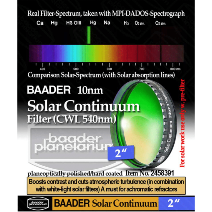 FILTRO SOLAR CONTINUUM (540 NM) 2" - BAADER PLANETARIUM