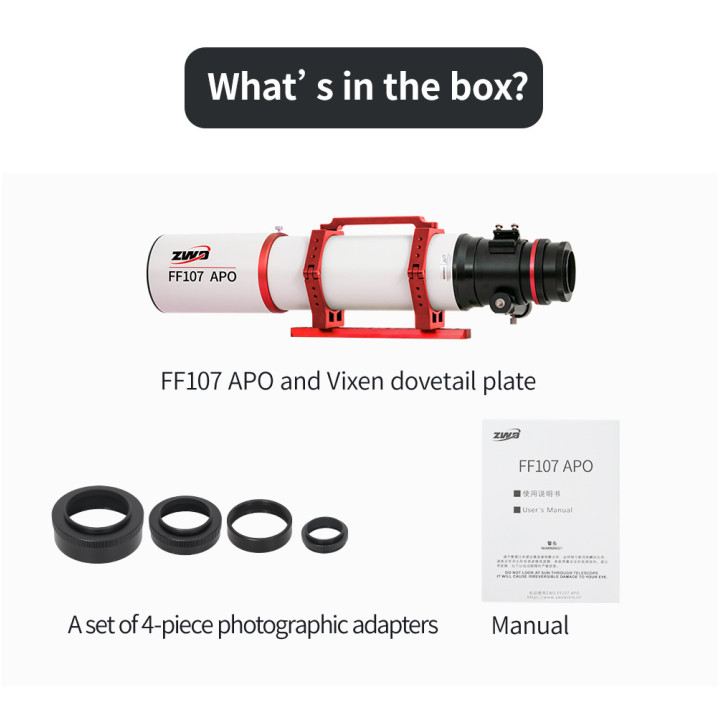 TUBO OPTICO REFRACTOR ZWO APO FF107 (f/7)