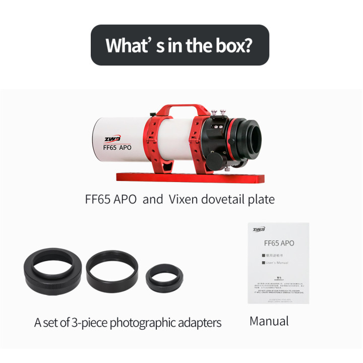 TUBO OPTICO REFRACTOR ZWO APO FF65 (f/6.4)