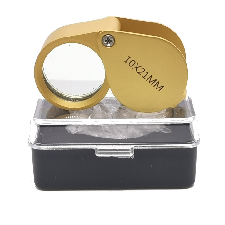 Lupa plegable metálica 10x gold