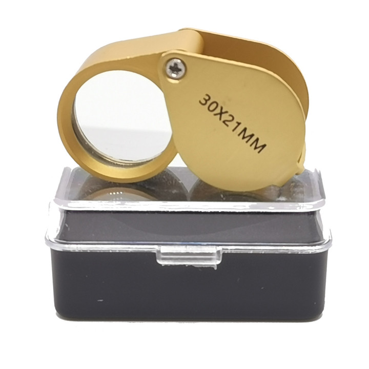 Lupa plegable metálica 30x gold