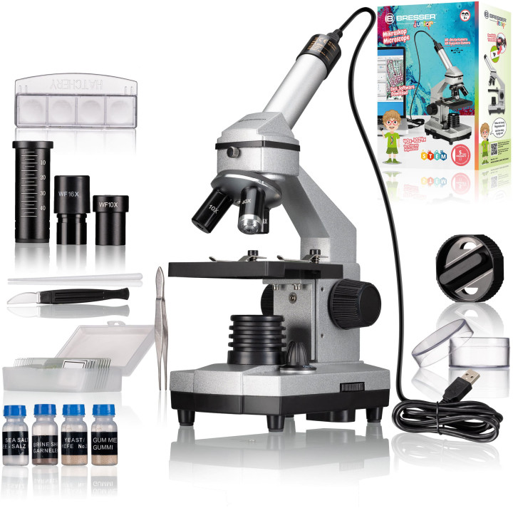Microscopio biológico BRESSER Junior 40–1024x con cámara HD