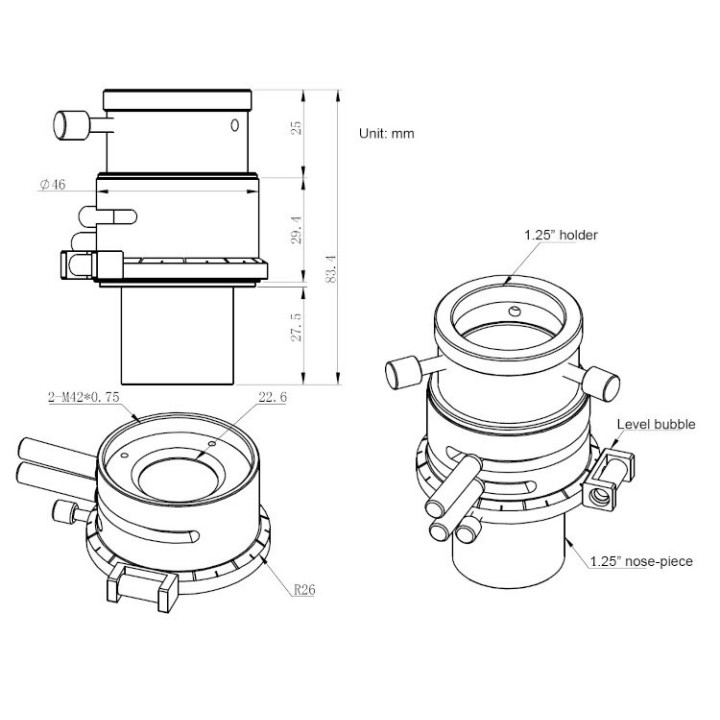 CORRECTOR DE DISPERSION ZWO ATMOSFERICA (ADC) 1.25"