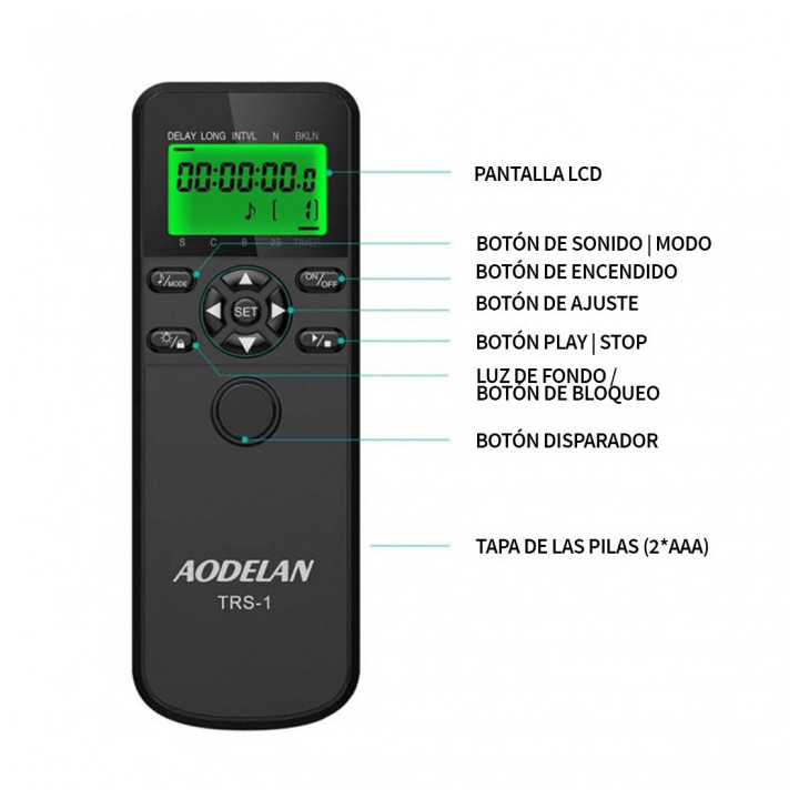 INTERVALÓMETRO AODELAN PARA CÁMARAS DSLR TIPO N10