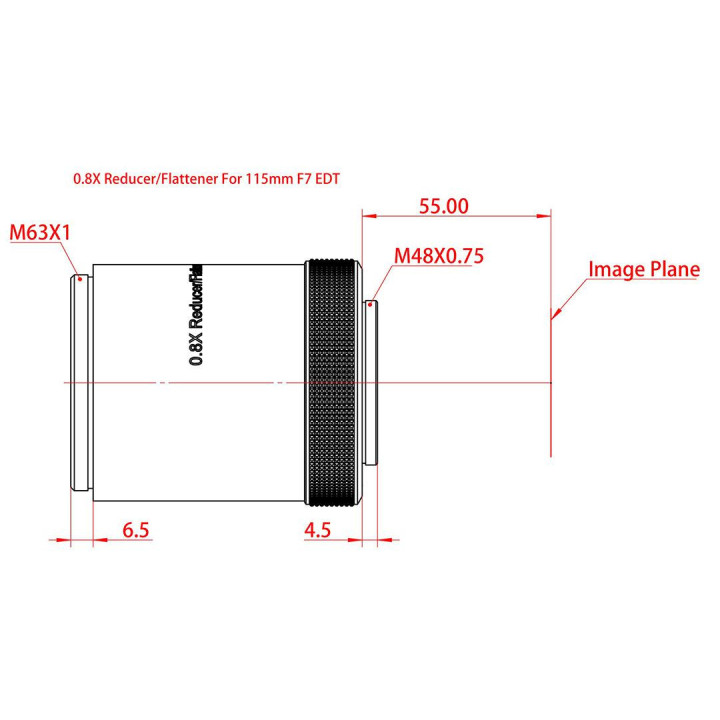 REDUCTOR TS PHOTOLINE 2.5" 0.8X PARA PHOTOLINE 115 F7