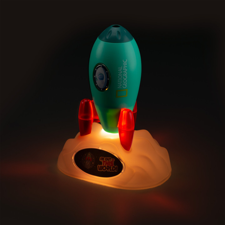 Cohete espacial National Geographic con proyector y luz nocturna