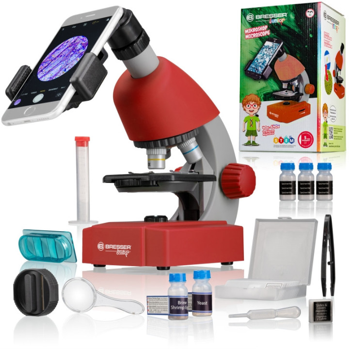 Microscopio BRESSER Junior 40X-640X rojo