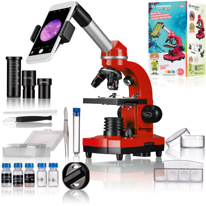 Microscopio biológico BRESSER Junior Biolux Set rojo