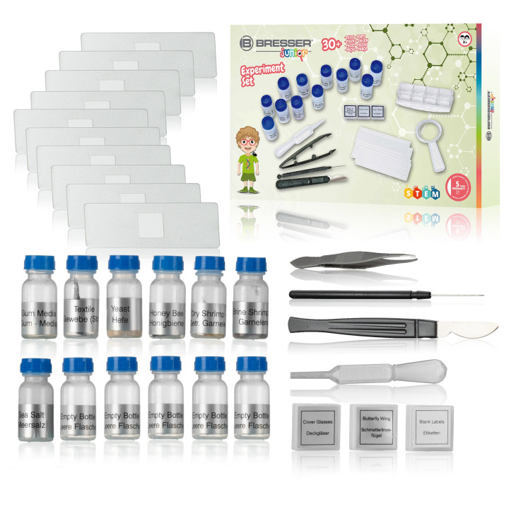 Set de experimento BRESSER Junior +30 para microscopio
